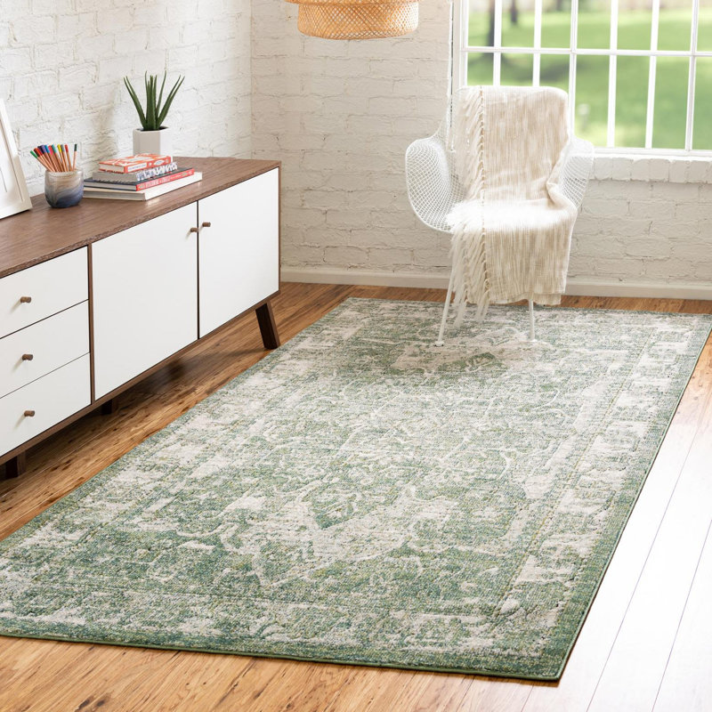 Bungalow Rose Dederang Performance Green Rug & Reviews Wayfair